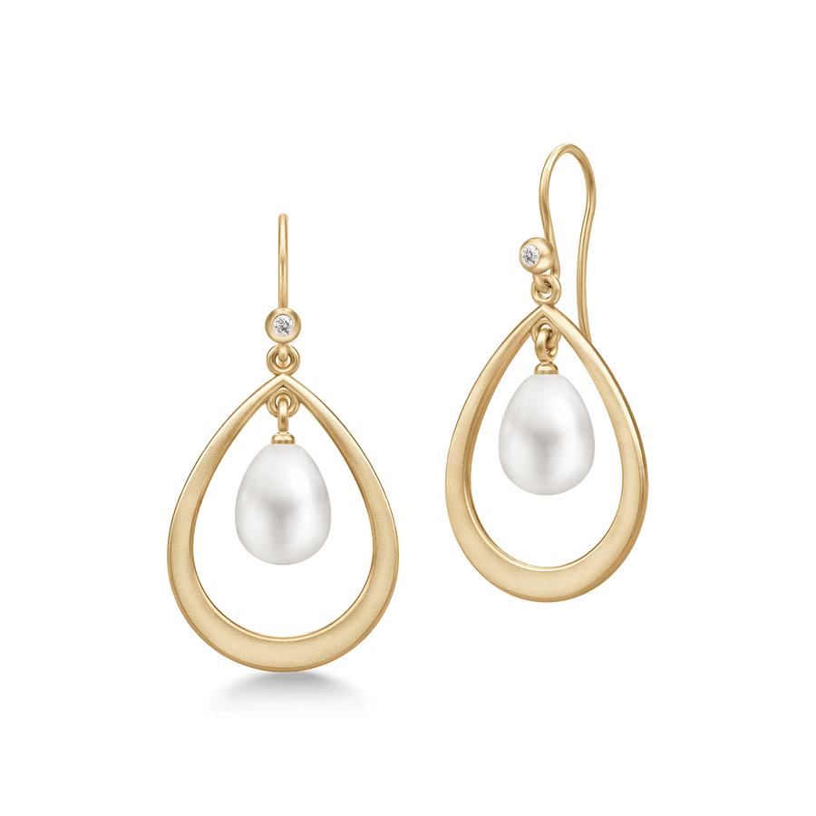 Afrodite Droplet Earrings White Pearl