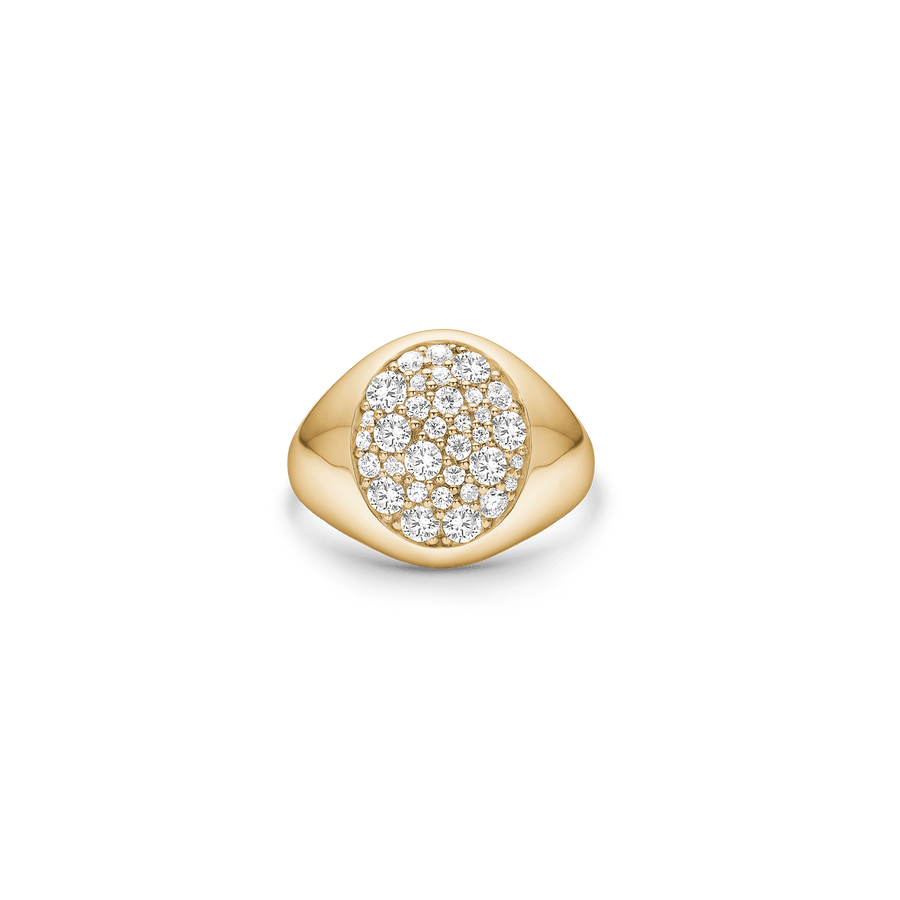 Multipave Signet Ring Top Wesselton Diamond