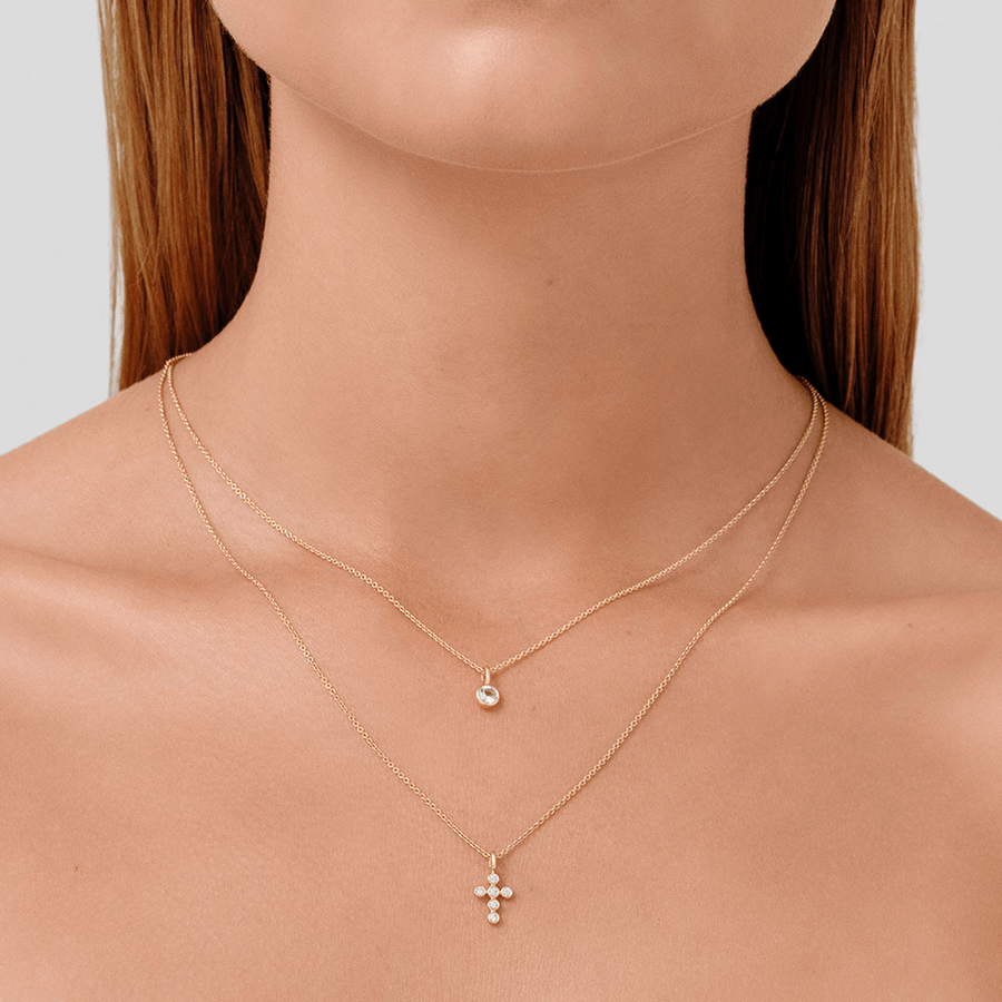 Diamond Cross and Classic Necklace Look Top Wesselton Diamond