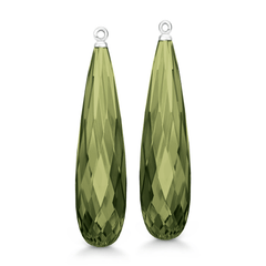 Briolette Ear Pendants Olive Quartz