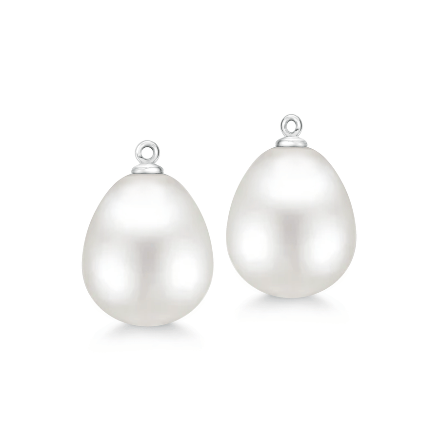 Elegance Ear Pendants Pearl Drops White Pearl