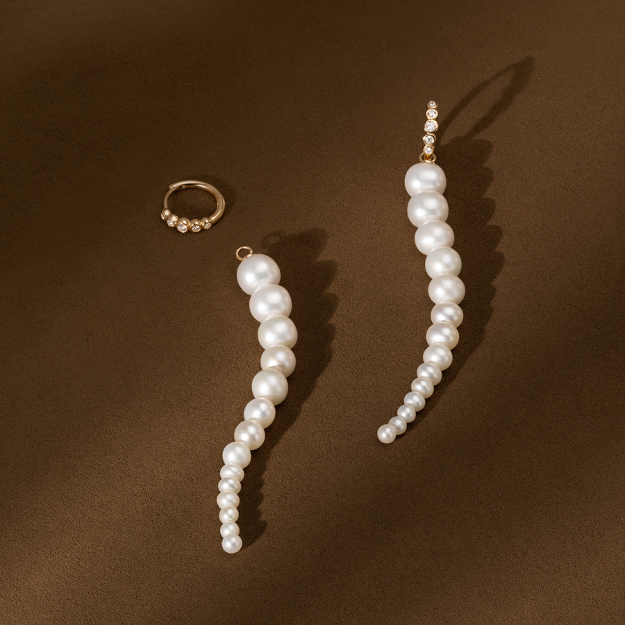 Pristine and Evie Set White Pearl and Diamonds