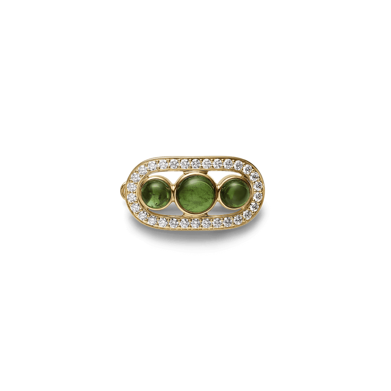 Heritage Hair Clip Green Tourmaline and F-G/VS brilliant cut diamonds