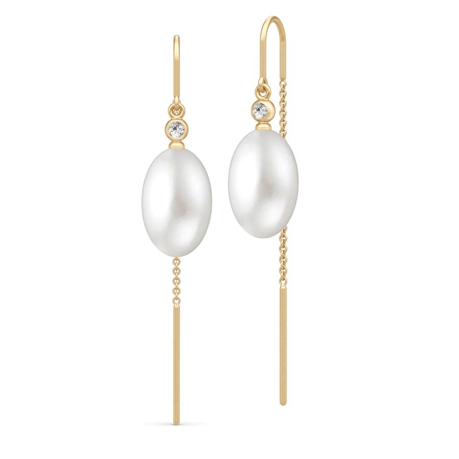 Afrodite Chain Earrings White Pearl