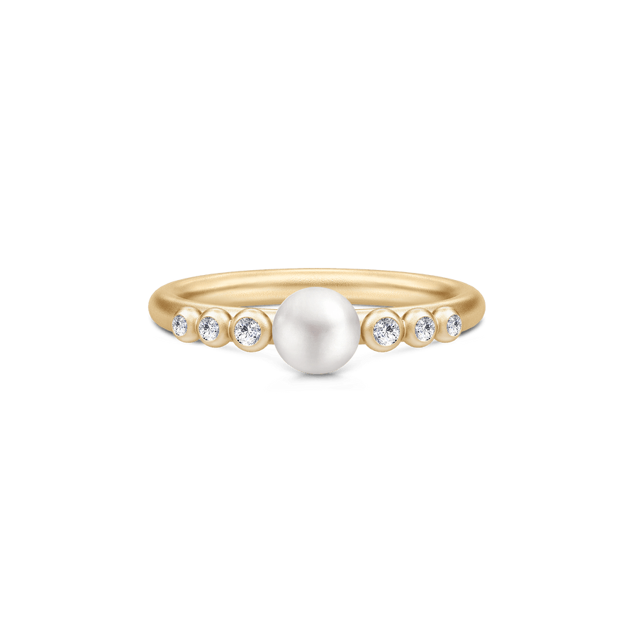 14K White Gold Pearl Ring with Diamond Accents 001-300-00040 | Hudson  Valley Goldsmith | New Paltz, NY