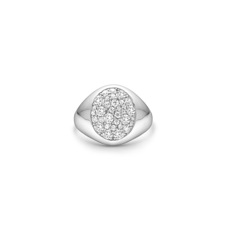 Multipavé Signet Ring Top Wesselton Diamond